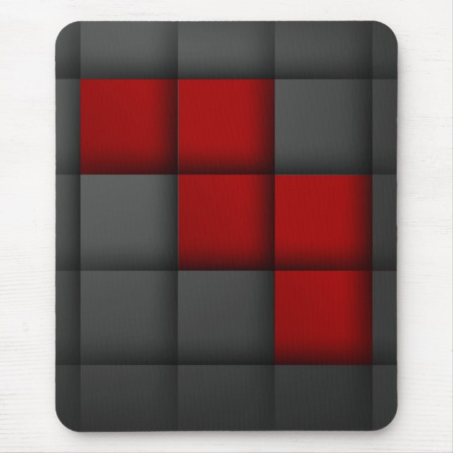 Modern mousepad, black, red, abstract, geometric mouse pad (Front)