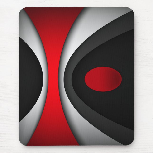 Modern mousepad, black, red, grey, white, abstract mouse pad (Front)