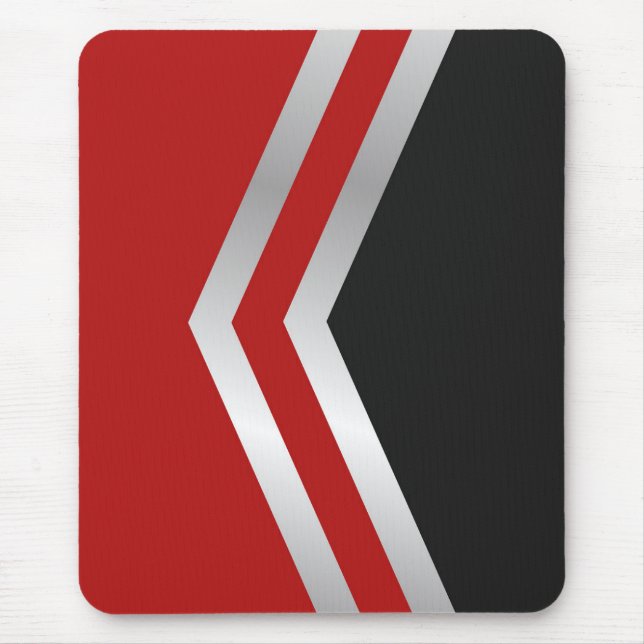 Modern mousepad, black, red, grey, white, abstract mouse pad (Front)