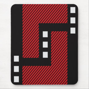 Modern mousepad, black, red, white, abstract mouse pad
