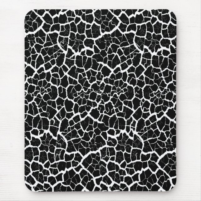 Modern mousepad, black, white, abstract, cracle mouse pad (Front)