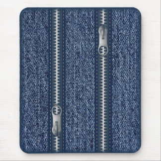 Modern mousepad, blue jeans with zipper mouse pad
