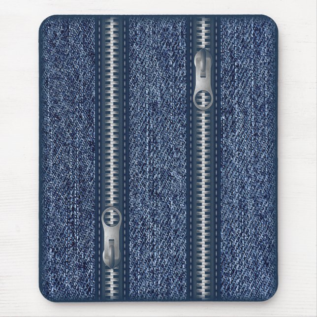 Modern mousepad, blue jeans with zipper mouse pad (Front)