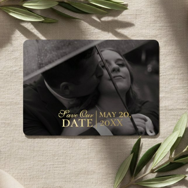 Modern Mousse Brown Photo and Foil Save the Date (Modern Mousse Brown Photo and Foil Save the Date Foil Invitation)