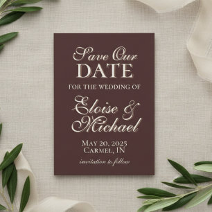 Modern Mousse Brown Vertical Photo Save the Date