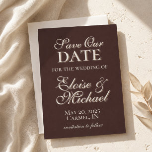 Modern Mousse Brown Vertical Photo Save the Date
