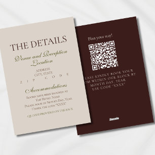 Modern Mousse Brown Wedding Hotel Block Enclosure Holiday Card