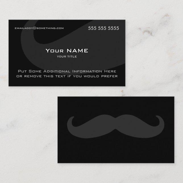 Modern Moustache Dark Business Card (Front/Back)