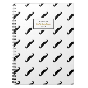 Modern Moustache Pattern Personalised Notebook