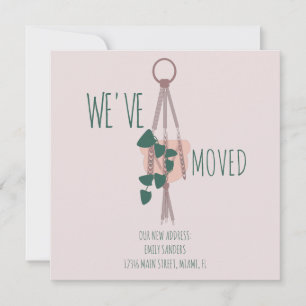 Modern Moved NEW HOME Address Hanging Plants Card