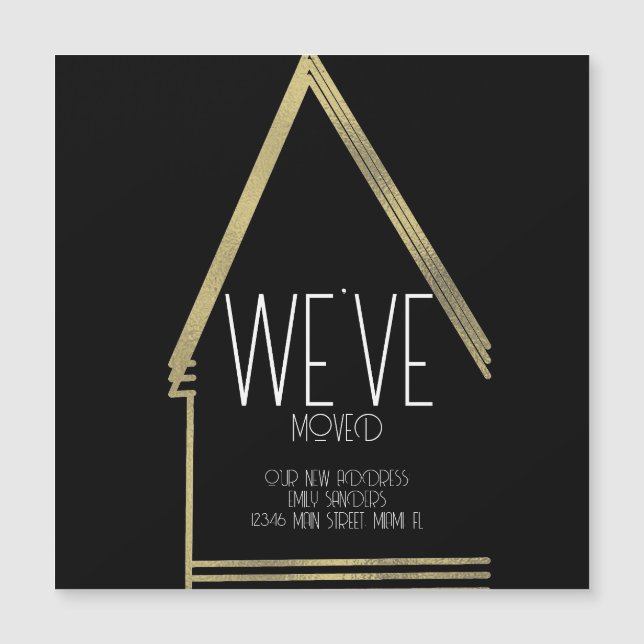 Modern Moved NEW HOME Address Magnet Card (Front)