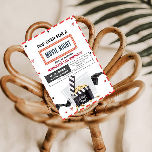 Modern Movie Night Birthday Party Invitation