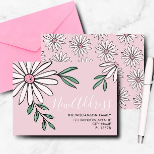 Modern Moving Announcement Floral Daisy
