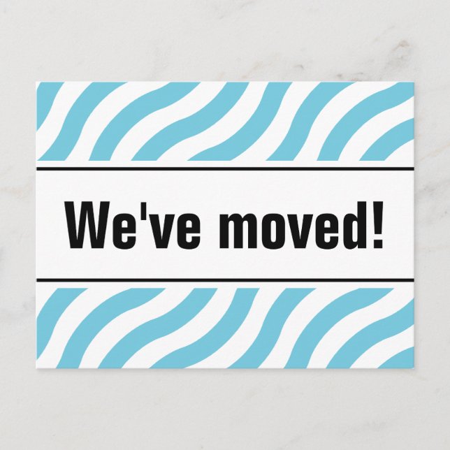 Modern moving postcards with blue wave lines (Front)