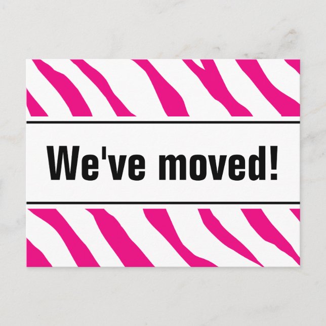 Modern moving postcards with pink zebra stripes (Front)