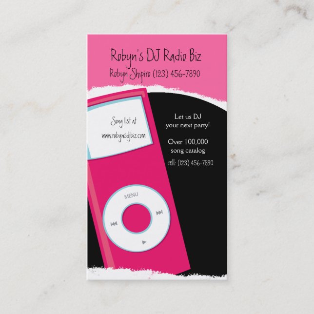 Modern MP3 player DJ RADIO Business Card (Front)