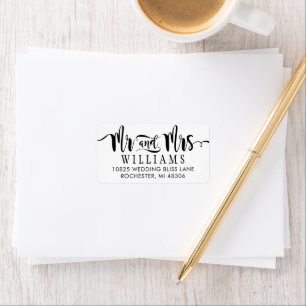 Modern Mr and Mrs Brush Script Wedding Label