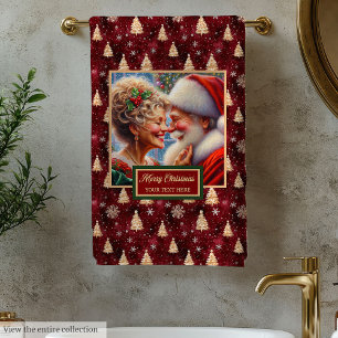 Modern Mr. and Mrs. Claus Holiday Bath Towel