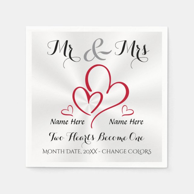 Modern Mr and Mrs Cocktail Napkins PERSONALIZED (Front)
