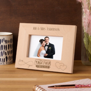 Modern Mr and Mrs Couple Love Script  Etched Frames
