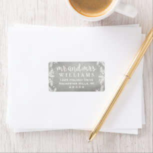 Modern Mr. and Mrs. Monogram Silver Holiday Label