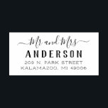 Modern Mr and Mrs Script Newlywed Return Address Rubber Stamp<br><div class="desc">Stylish and chic return address design features a Mr. and Mrs. in modern calligraphy script and last name in simple bold block lettering. Personalise with the newlywed couple's last name and address.</div>
