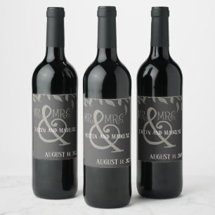 Modern Mr. & Mrs. Black Simple Elegant Inspirivity Wine Label