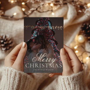 Modern Mr & Mrs Engagement Photo Christmas Card