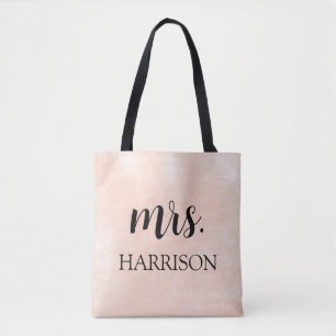 Modern Mrs Bride Pink & Black Script Wedding  Tote Bag