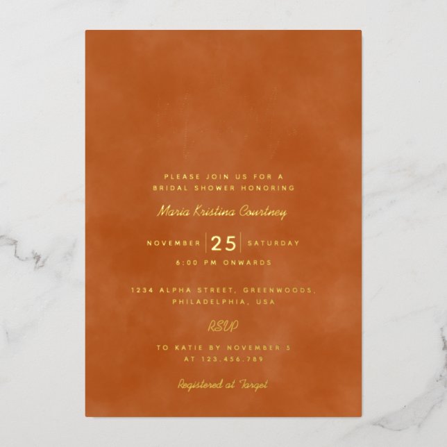 Modern Ms to Mrs Bridal Shower Burnt Orange (Front)