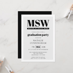 Modern MSW Master of Social Work Graduation Invitation