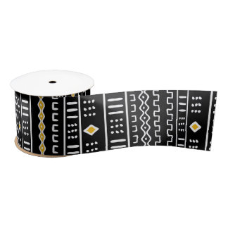 Modern Mudcloth Design Satin Ribbon