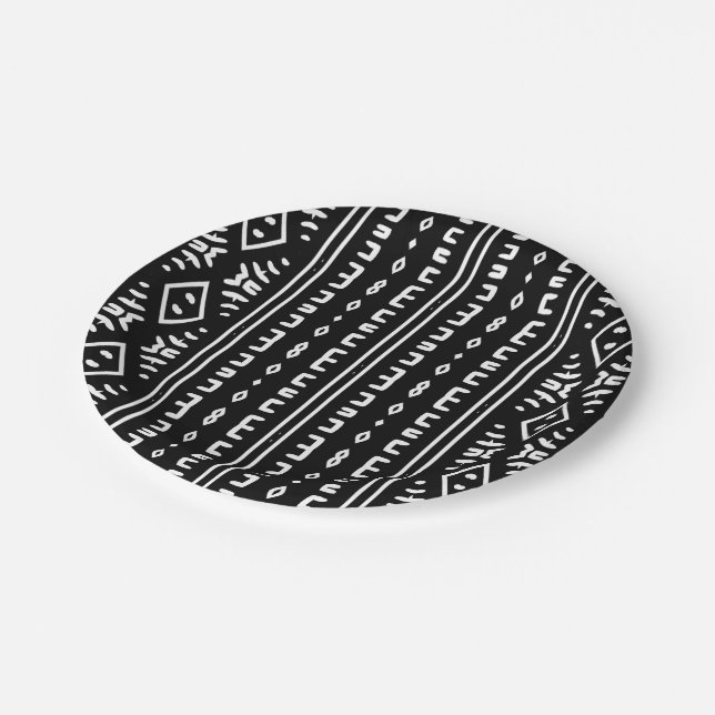 Modern Mudcloth Geometric Pattern Paper Plate (Angled)