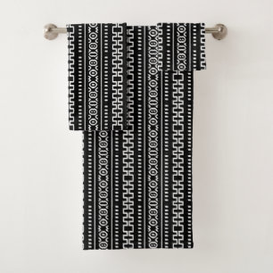 Modern Mudcloth In Black And White Bath Towel Set