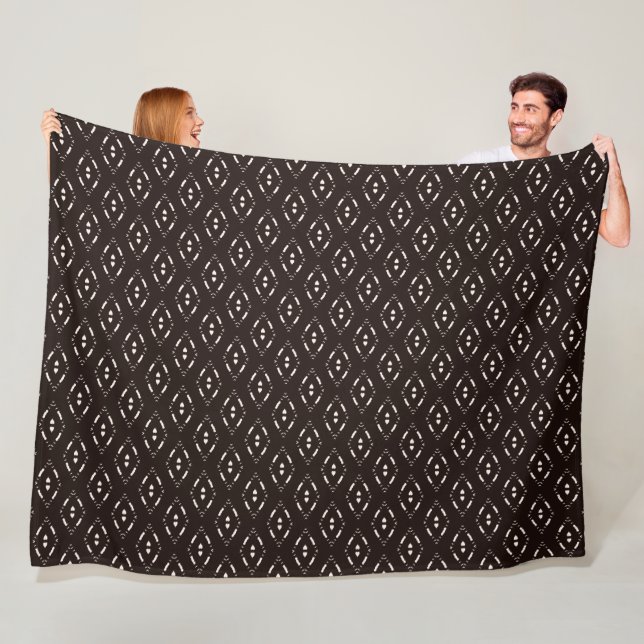 Modern Mudcloth Tribal Fleece Blanket (In Situ)