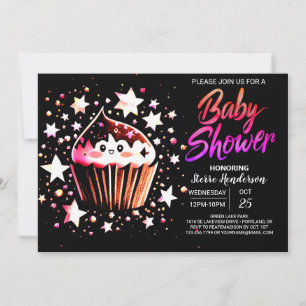 Modern Muffin Editable Girl Baby Shower Invitation