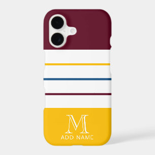 Modern Mulberry and Amber Stripes Monogrammed