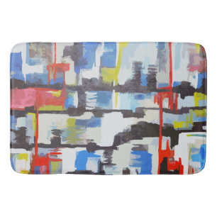 Modern Multi-Color Abstract Retro Like Bath Mat