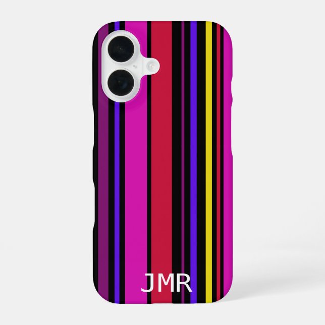 Modern multi colour barcode Designer iPhone 16 Case (Back)