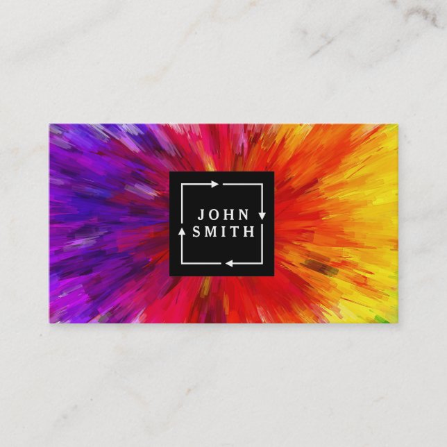 Modern Multi-colour Watercolors Cool Abstract Business Card (Front)