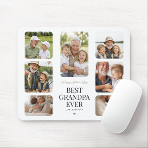Modern Multi Photo Best Grandpa Ever Minimalist Mouse Pad