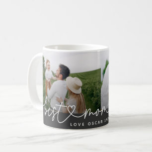Modern multi photo best mum ever cute heart gift coffee mug