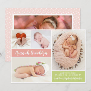 Modern Multi Photo Birth Announcement Card