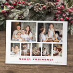 Modern Multi-Photo Christmas Collage Tri-Fold Holiday Card<br><div class="desc">Modern,  clean fully-customizable multi-photo holiday template accommodating two large and five small photos with three lines of editable text and optional line dividers on front. Inside and back panels offer more photo templates and customizable text fields.</div>