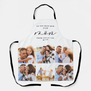 modern multi Photo collage black mum gift Apron