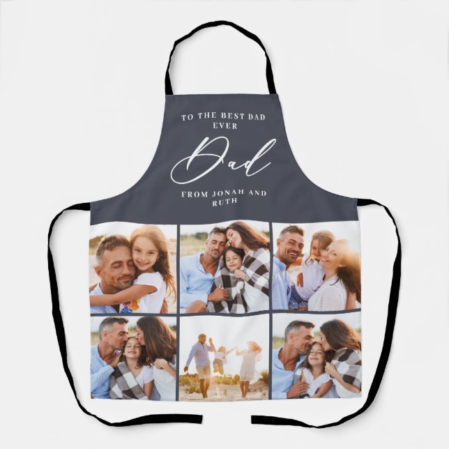 modern multi Photo collage dad script Apron (Front)