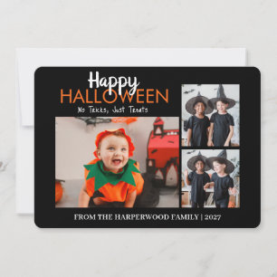 Modern Multi Photo Collage Happy Halloween Holiday Card