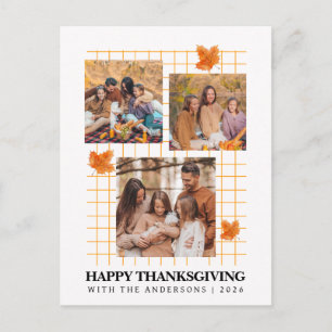 Modern Multi Photo Collage Happy Thanksgiving Holiday Postcard