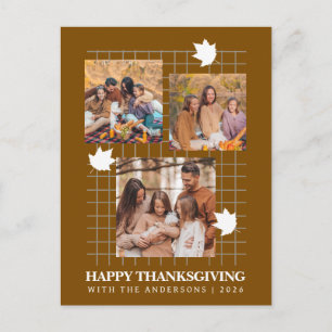 Modern Multi Photo Collage Happy Thanksgiving Holiday Postcard
