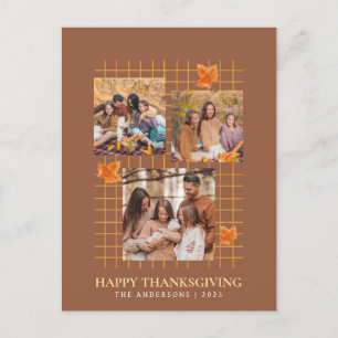 Modern Multi Photo Collage Happy Thanksgiving Holiday Postcard